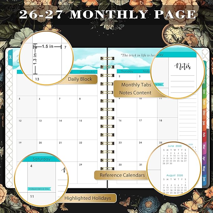 2026-2027 Planner - Academic Planner 2026-2027, July 2026 - June 2027, 6.4" x 8.5", Weekly and Monthly with Tabs, Back Pocket + Thick Paper - Butterfly
