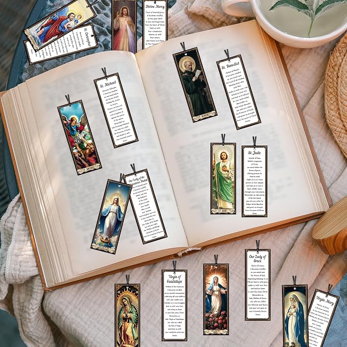 Wxiben Catholic Bookmarks for Women Men - 50 Pcs Christian Bible Bookmarks Religious Saints Prayer Book Marks Jesus Virgin Mary Book Markers Gift for Women Men Students Teacher Sunday School