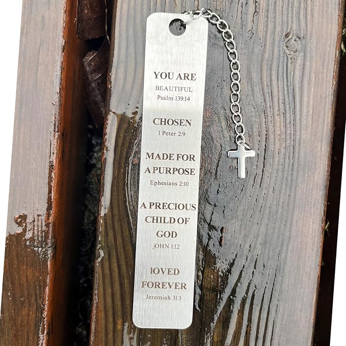 Bible Bookmarks Book Markers, Metal Christian Bookmark Gift Accessories (Psalm 139:14)