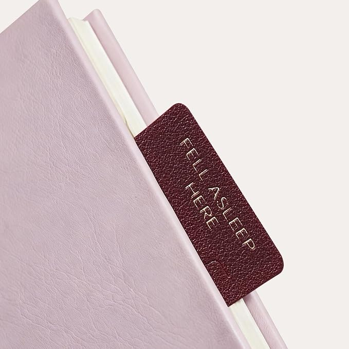 Leather Bookmark for Reading Women, Fell Asleep HERE Bookmarks, Index Book Marks for Book Lovers, 6 Pcs Drak Color Set