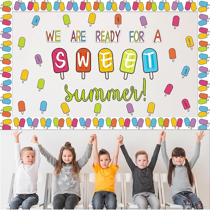 Summer Bulletin Board Decorations Set, Summer Ice Pop Classroom Decorations, Colorful Popsicle Paper Cutouts, for School Classroom Home Party Supplies