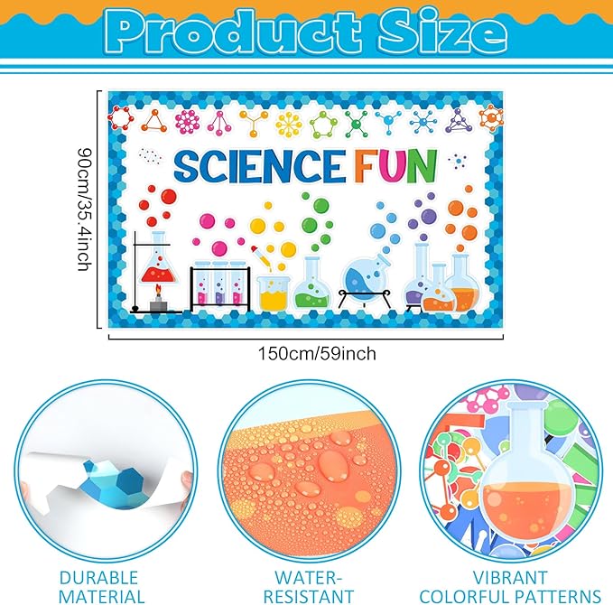 Science Bulletin Board Decoration Science Fun Cutouts Chemistry Lab Apparatus Wall Decals Themed Party Supplies for Back to School Classroom Chalkboard Home Window Decoration Favor
