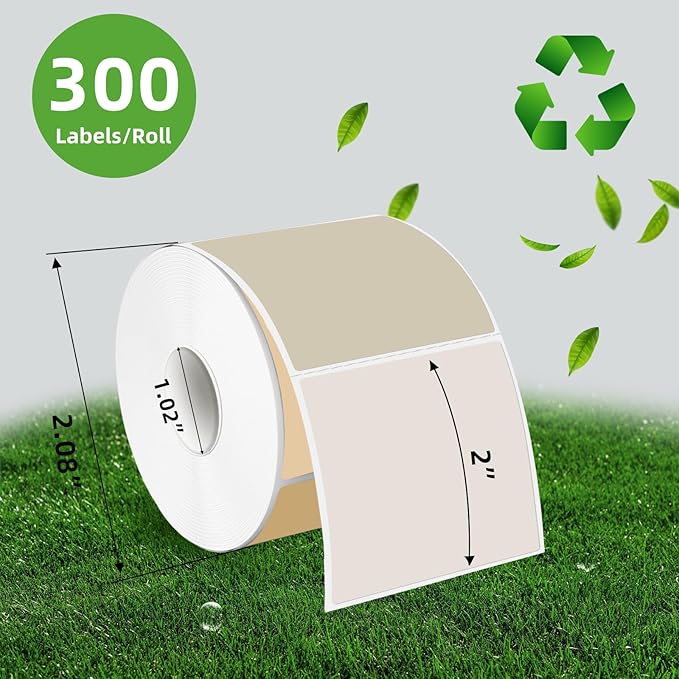 Square Thermal Labels Stickers 2" x 2", Self-Adhesive Waterproof Square Direct Thermal Labels Stickers, Perforation Line Design- 300 Sheets/Autumn Colors