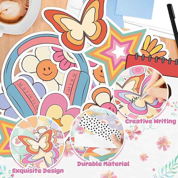 119Pcs Back to School Countdown Calendar Bulletin Board Set, Retro Groovy Happy Face Cutouts Classroom Decor Border Trims Welcome Back to School Chalkboard Supplies Wall Door Decor