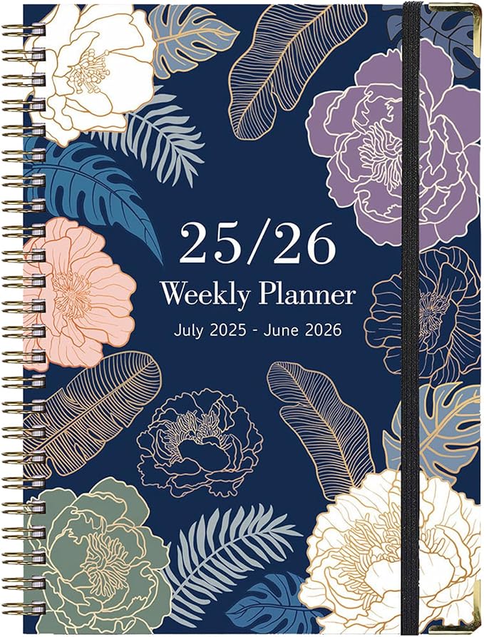 2025-2026 Planner, 12-Month Daily Weekly Monthly Planner from JUL.2025 to JUN.2026, 8.5" X 6.2", Spiral Hardcover Notebook with Bookmarks, Elastic Closure, Inner Pocket for Office School Supplies