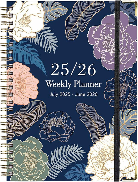 2025-2026 Planner, 12-Month Daily Weekly Monthly Planner from JUL.2025 to JUN.2026, 8.5" X 6.2", Spiral Hardcover Notebook with Bookmarks, Elastic Closure, Inner Pocket for Office School Supplies