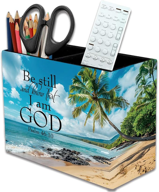 Pen Holder, Pencil Case, Makeup Brush Storage Box, Tableware Storage Box, Suitable for Office Or Home Item Organizing Stand - Beaches and Palm trees