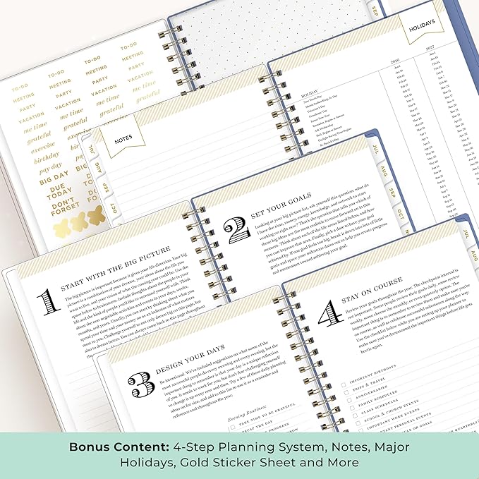 Blue Sky Day Designer 2026-2027 Weekly and Monthly Academic Year Planner Calendar, July 2026 - June 2027, 5" x 8", Clear Pocket Cover, Laminated Tabs, Storage Pocket, Includes Stickers, Climbing Floral Blush