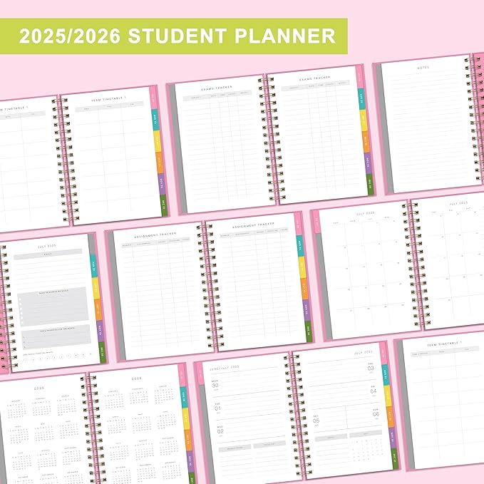 And Per Se Student Planner 2025-2026, Academic Planner July 2025 - June 2026, 8.5" × 6.2", Weekly & Monthly Lesson Plan for Students with Colorful Tabs & Stickers (Smart Letter)
