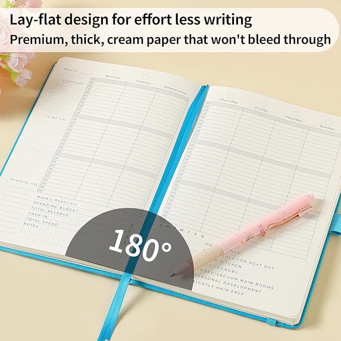 Planner 2025-2027, 36 Months Weekly and Monthly Planner with Budget & Goal Setting, 8.3" x 5.7", Flexible Cover, Daily Organizer with Inner Pocket, Bookmarks, Pen Holder for School Office Home–Blue