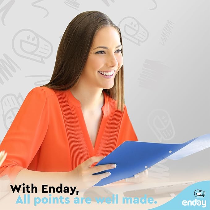 Blue Folders with Pockets 2 Pocket Folder Bulk, Two Pockets File for Letter Size Sheets, Bulk Paper Also Available in Blue, 100 Pack - By Enday