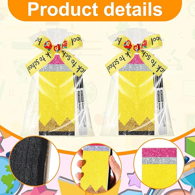 2 Set Back to School for Teachers Gift Glitter Pencil Whiteboard Eraser with Marker Preschool Kindergarten End of Year Gifts Teacher Appreciation Presents for Office School Supplies(2 Set)