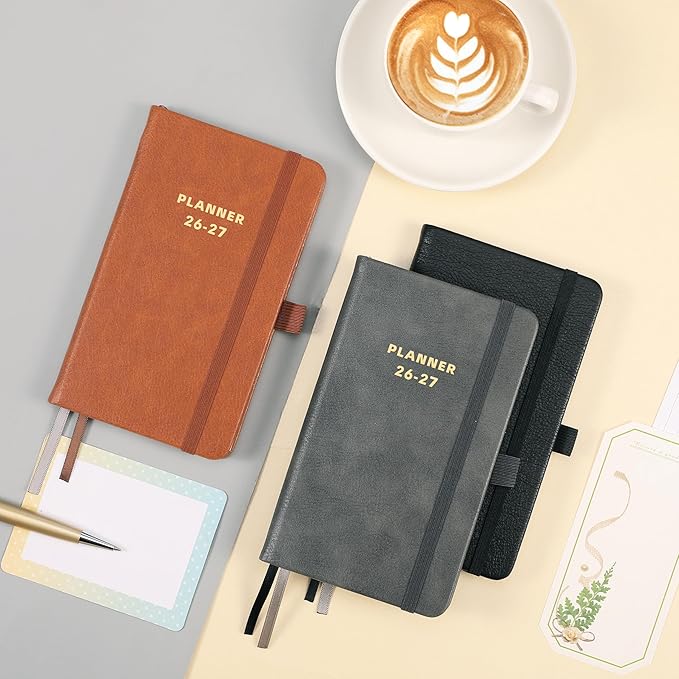 Pocket Calendar 2026-2027 - Pocket Calendar for Purse, Jul. 2026 to Jun. 2027, 6.4'' x 3.9'', Academic Planner Weekly and Monthly, with Elegant Leather