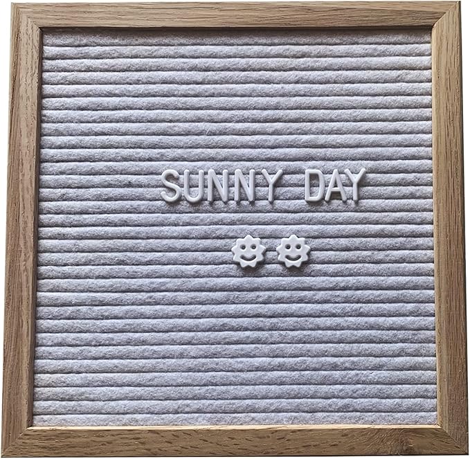 10 x 10 inch Felt Board Felt Letter Board Sign, Message Board Word Board Letter Boards Sign Bulletin Board Letters, Pregnancy Announcements Baby Announcement Sign (Grey)