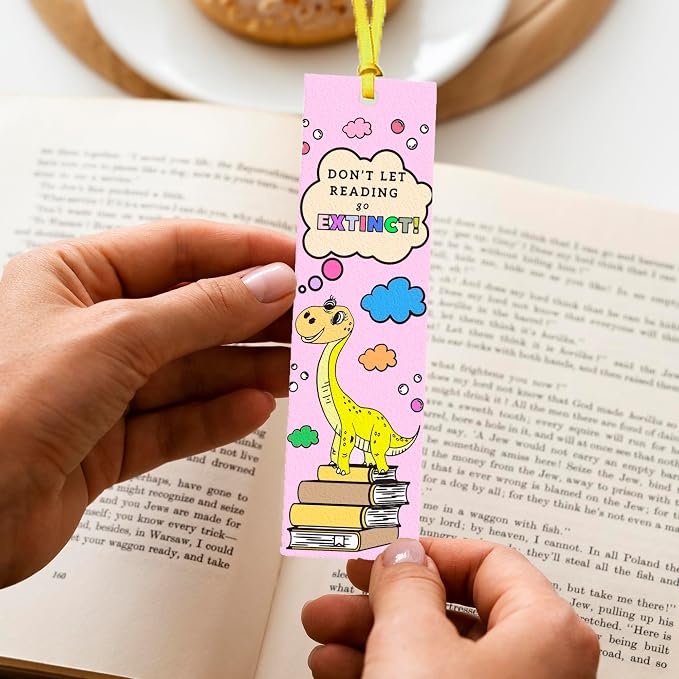 75PCS Color Your Own Bookmarks DIY Coloring Blank Bookmark for Kids Classroom Art Craft Supplies for Children Teachers Students Birthday Gift Party Reward Goodie Fillers (Dinosaur)