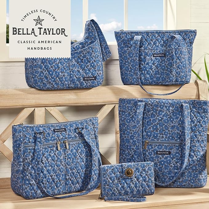 Bella Taylor Quilted Bible Cover for Women - Large Study Bible Case - Navy Floral