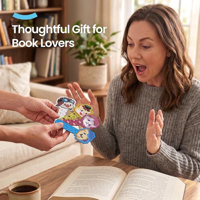 ARTDOT 4 Pack Diamond Art Magnetic Bookmark Kits for Adults, Cute Diamond Painting Reading Bookmarks Gifts for Book Lovers, Retirement, Teachers