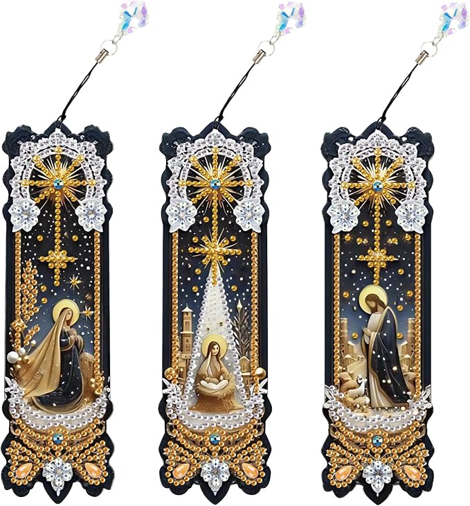 Tontut 3pcs Diamond Art Painting Kit Bookmarks, Jesus Exquisite Universal DIY Bookmarks, Lightweight and Durable, Suitable for Reading Lovers