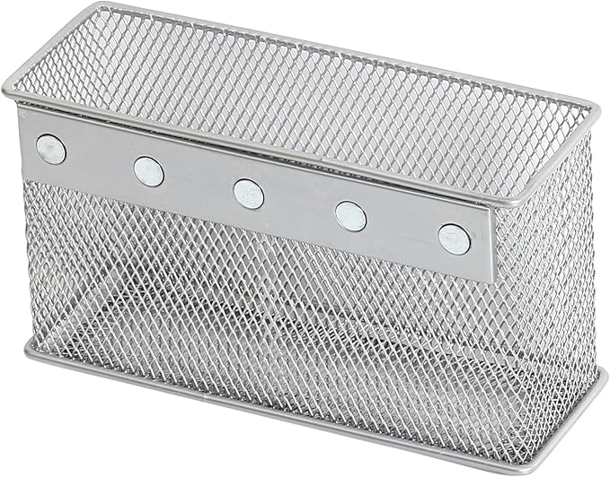 Ybmhome Wire Mesh Magnetic Storage Basket, Container, Desk Tray, Office Supply Accessory Organizer Silver for Refrigerator/Microwave Oven or Magnetic Surface in Kitchen or Office 2306 (1, Medium)