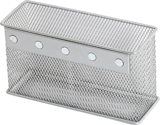 Ybmhome Wire Mesh Magnetic Storage Basket, Container, Desk Tray, Office Supply Accessory Organizer Silver for Refrigerator/Microwave Oven or Magnetic Surface in Kitchen or Office 2306 (1, Medium)