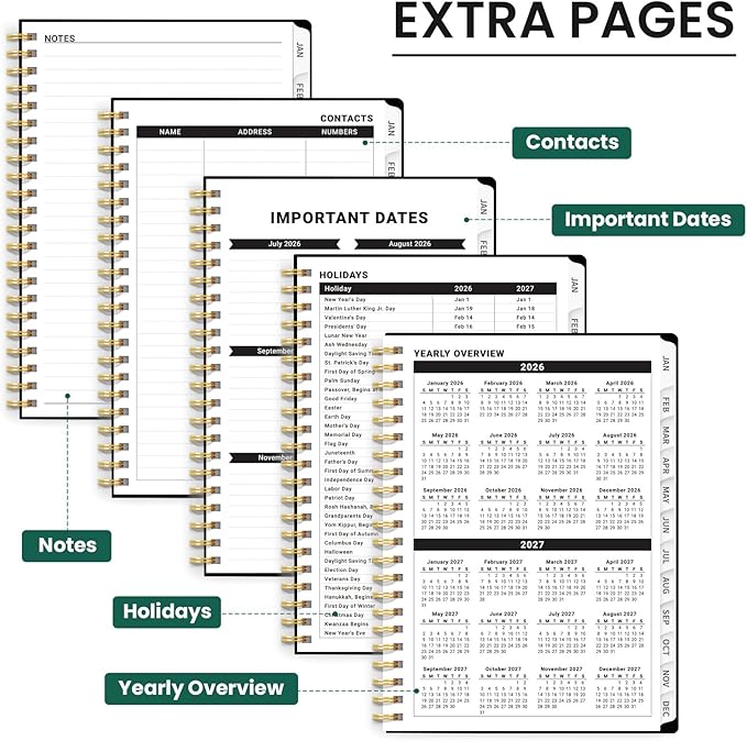 2026 Planner, Weekly and Monthly Planner for Women, Jan 2026 - Dec 2026 Pretty 2026 Calendar Planner with Monthly Tabs, Inner Pocket, Spiral Binding, Perfect for Office Home School - 6.3" x 8.5", Jungle Life
