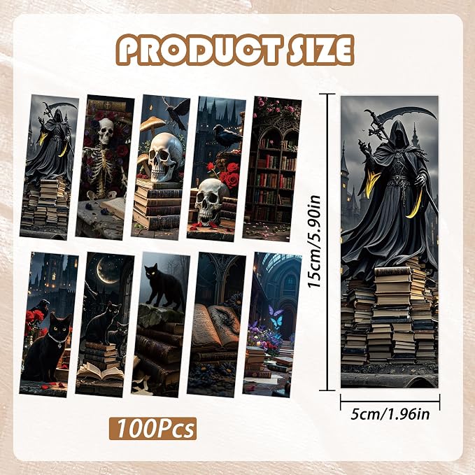 Dark Romance Bookmarks, 100 Pcs Gothic Romantasy Tarot Book Marker Page Clips, Ideal for Dark Romance Fantasy Readers Gothic Enthusiasts Book Lovers Book Club Gifts Journaling Supplies