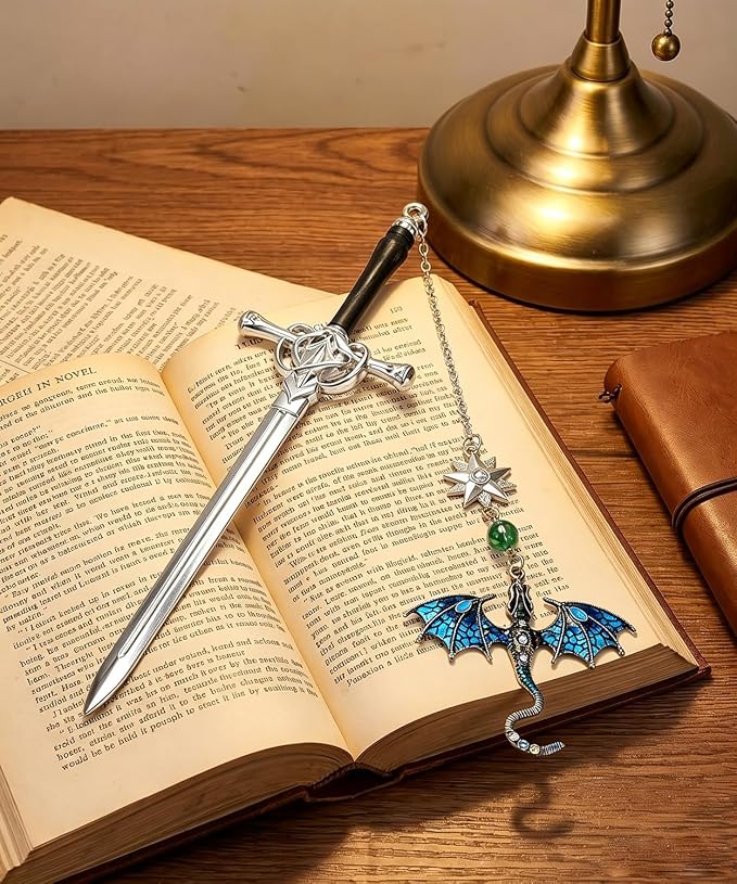 Letter Opener Envelope Slitter Mail Opener Tool Fourth Wing Fantasy Dragon Sword Bookmark, Inspirational Bookmarks for Book Lovers, Bookworm Reader School Office Supplies Gift Blue Dragon