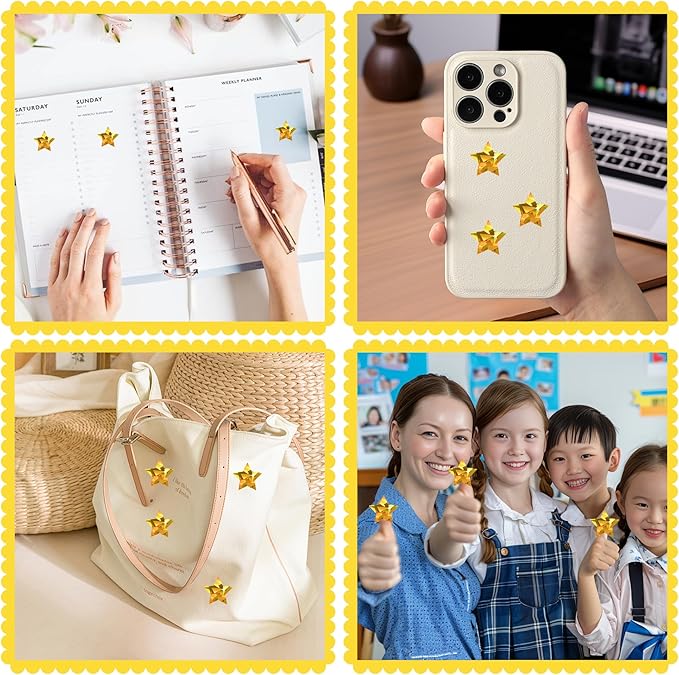 500Pcs 1" Holographic Gold Star Stickers, Large Self-Adhesive Glitter Foil Reward Stickers for Kids, Ideal for Behavior Charts, Student Planners, Teacher Supplies & School Classroom Use