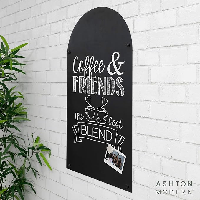 Metal Magnetic Chalkboard for Wall - 17 x 31.5 Inch Large Chalk Board Sign Board for Wall, Magnet Board, Blackboard Food Truck Menu Board for Kitchen, Hanging Signs - Arched