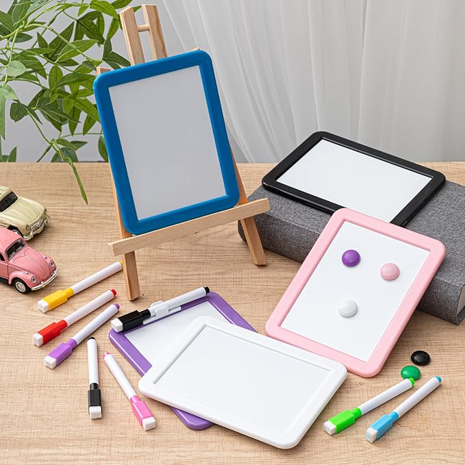 Lincia 6 Pack Magnetic Dry Erase White Board, 5"x7" Board with 14 Markers, Small Dry Erase Whiteboard with Magnetic for School Locker, Office, Refrigerator, Students, Girls