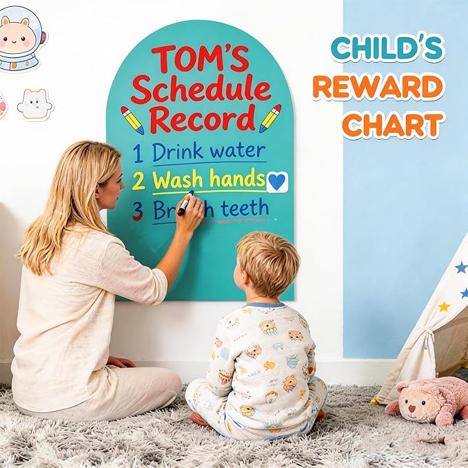 Magnetic Arch Wall Decal for Kids,Upgraded Thickened Magnetic Chalkboard for Most Wall,Suitable for Home Decoration Wallpaper and Children's Game Room (Celadon, 16" W x 24" H)