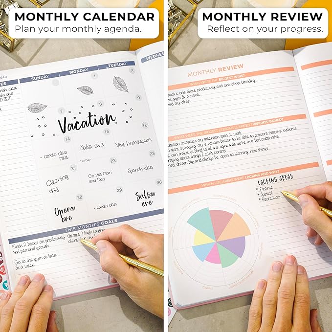 Clever Fox Planner PRO 2nd Edition – Undated Weekly Agenda Planner for Setting Goals, Tasks & Time Management – Life Organizer with To-do Lists & Habit Trackers – Large Format, 8.5x11″ (Rose Gold)