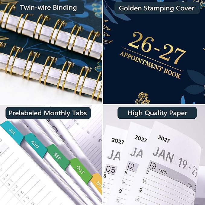 2026-2027 Appointment Book - Weekly Appointment Book 2026-2027, July 2026 - June 2027, 9" x 11", Planner with Tab, Half Hour (30 Mins) Interval