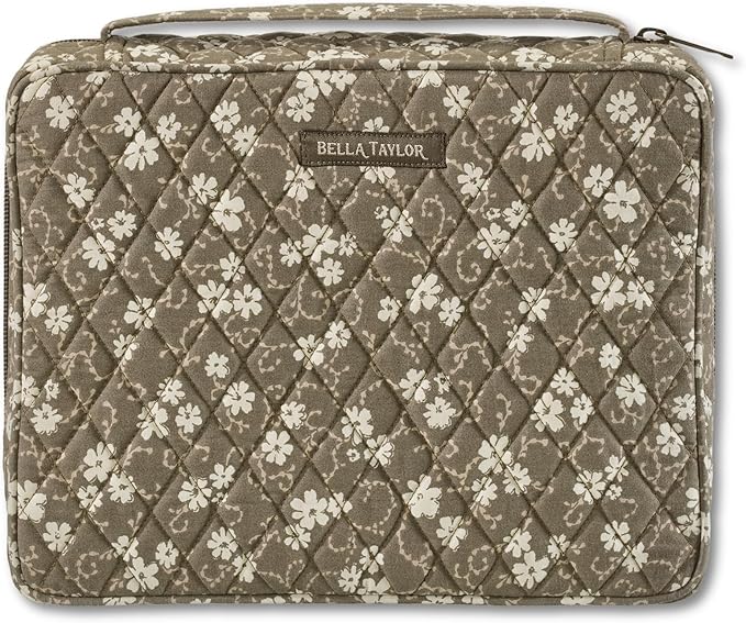 Bella Taylor Quilted Bible Cover for Women - Large Study Bible Case - Woodland Floral