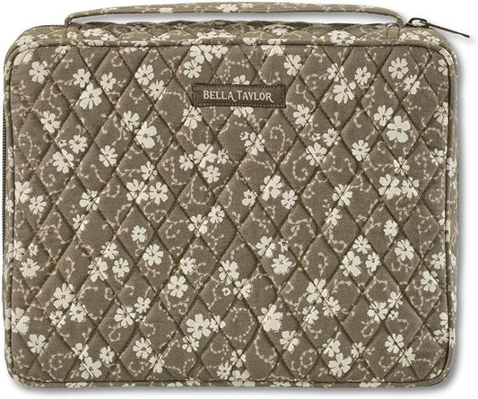 Bella Taylor Quilted Bible Cover for Women - Large Study Bible Case - Woodland Floral