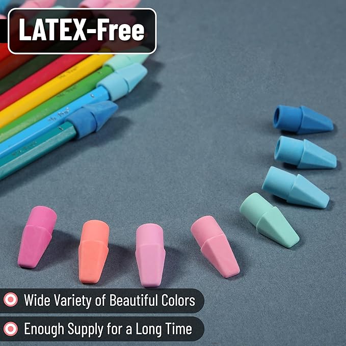 Mr. Pen- Pencil Erasers Toppers, 1000 Pack, Colorful, Latex Free, No Smudge, Mr Pen Erasers for Pencils