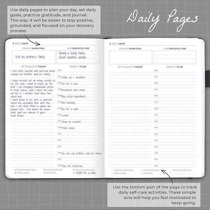 Clever Fox Addiction Recovery Journal – Addiction Treatment Planner & Workbook – Daily Sobriety Journal for Recovery Progress, A5 (Black)