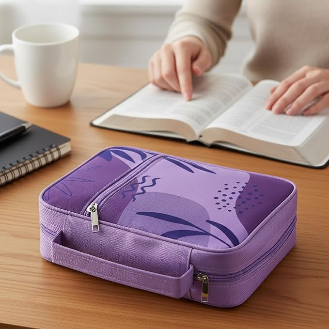 Mr. Pen- Bible Cover Case, Carrying Book Case with Durable Handle and Zippered Pocket, Bible Protective Church Bag for Men & Women, Christian Gifts, Lavender