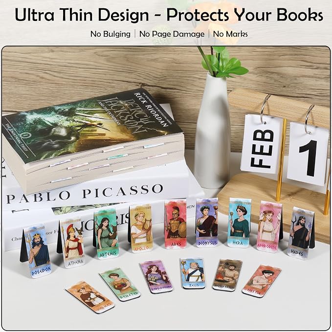 Greek Mythology Magnetic Bookmarks, 30pcs Olympian Gods Magnetic Page Clips Bookmarks, Greek Gods Page Marker Clips, Htabiol Greek Mythology Gifts, Suit for Percy Jackson Party, Camp Half Blood Party