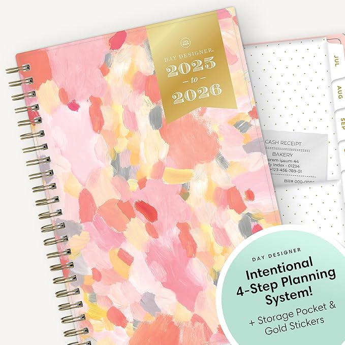 Blue Sky Day Designer 2025-2026 Weekly and Monthly Academic Year Planner Calendar, July 2025 - June 2026, 5" x 8", Flexible Cover, Wirebound, Storage Pocket, Includes Stickers, Smitten