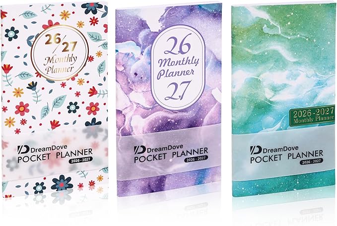 3 Pack 2026-2027 Pocket Monthly Planner 2 Year Small Size Mini Pocket planner Academic Planner With Daily Quotes Hardcover Agenda Book Perfect Organizer for Purse,Planning, Organizing, and Office Use