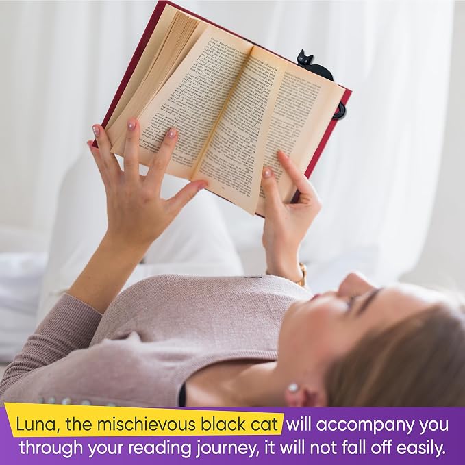 Spoofy 3D Bookmark - Adorable Bookmarks for Women, Durable & Lightweight Book Accessories for Reading Lovers, Unique Gifts for Women, Gifts for Book Lovers (Black Cat)
