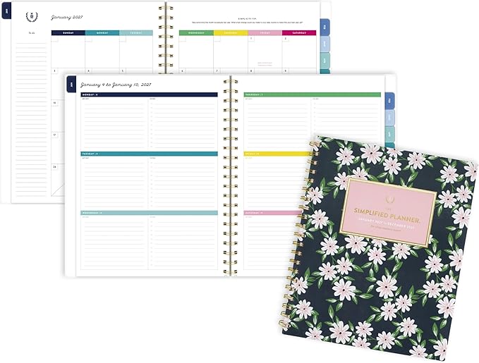 AT-A-GLANCE 2027 Planner, Simplified by Emily Ley, Weekly & Monthly, 8.5" x 11", Berry Floral (EL59-905-27)