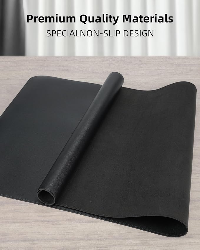 AFIING Extra Large Desk Mat - 63"x 17" Non-Slip Office Desk Pad, Oversized Mouse Pad for Home & Work, Waterproof Desk Protector for Keyboard & Mouse (Black)