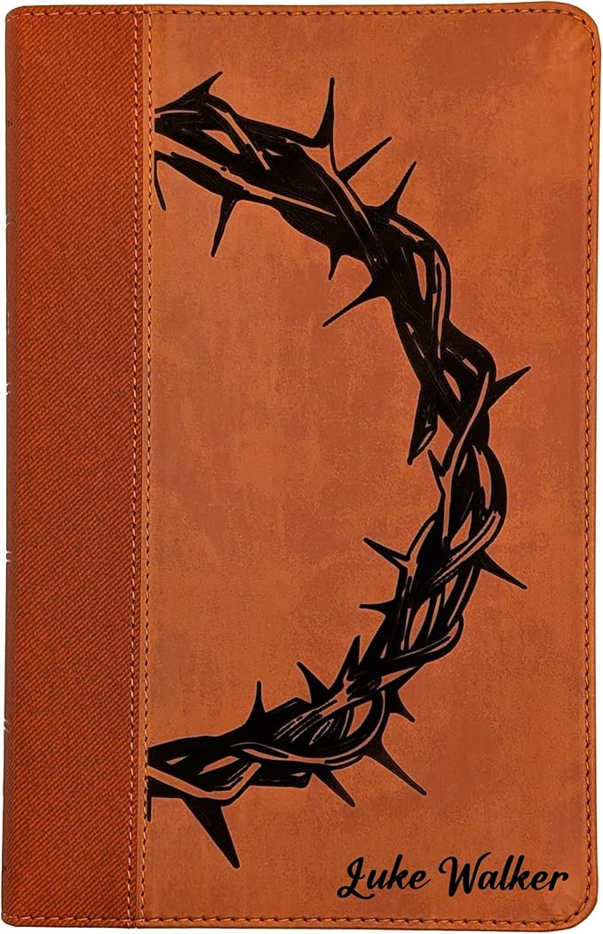 Farm and Posh Personalized NIV Personal Bible with Crown of Thorns | Large Print (Brown)