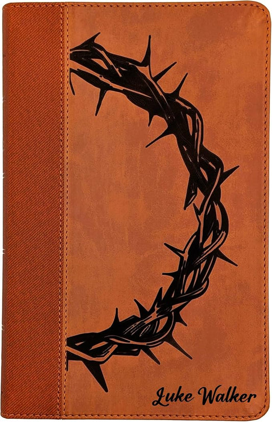 Farm and Posh Personalized NIV Personal Bible with Crown of Thorns | Large Print (Brown)