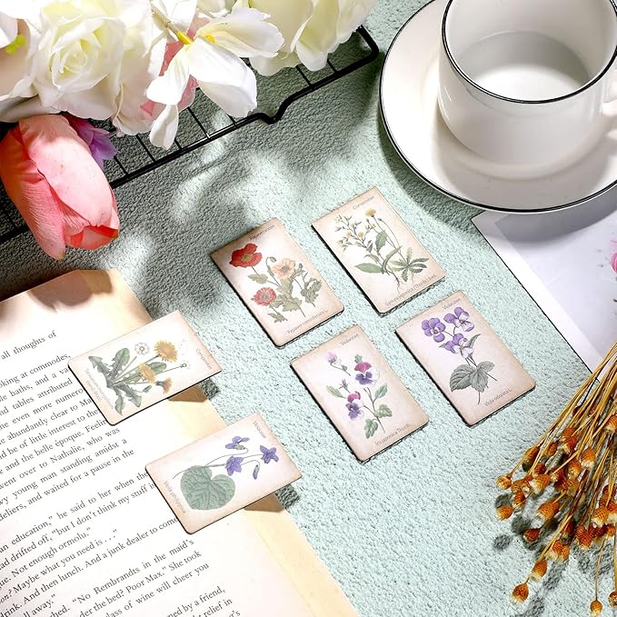 Outus 24 Pcs Floral Magnetic Bookmarks for Women Vintage Flower Book Markers Assorted Botanical Bookmarks Clips Page Markers Birthday Gift for Books Lovers Students Teachers Counselor