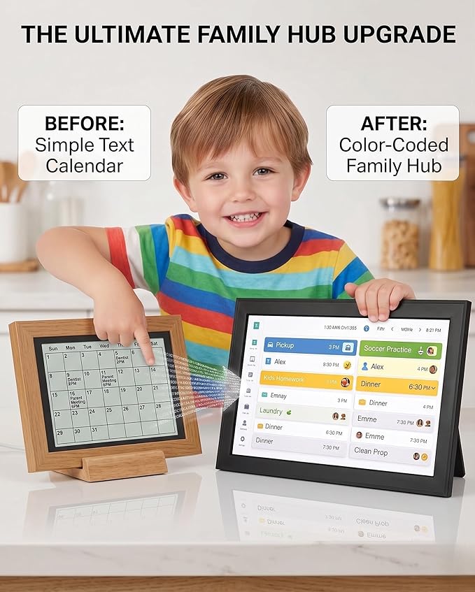 15.6 Inch Digital Calendar Wall Touch Screen, Smart Family Planner with Chore Chart, Electronic Calendar No Subscription, WiFi Touchscreen Daily Planner – Wall Mount & Desk Stand