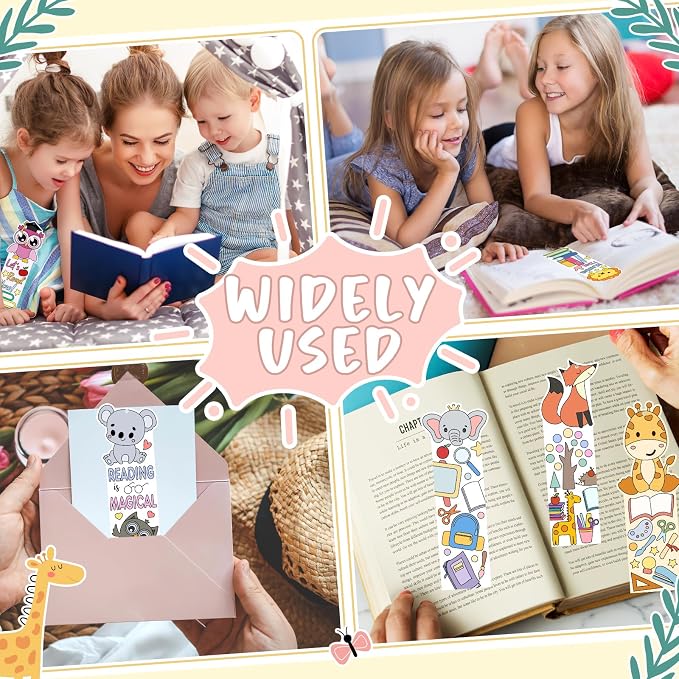 140PCS Color Your Own Bookmarks, 14 Styles Animal DIY Coloring Blank Bookmarks for Kids, Cartoon Animal Unfinished Page Marker for Reading Lover, Party Game Prize Classroom