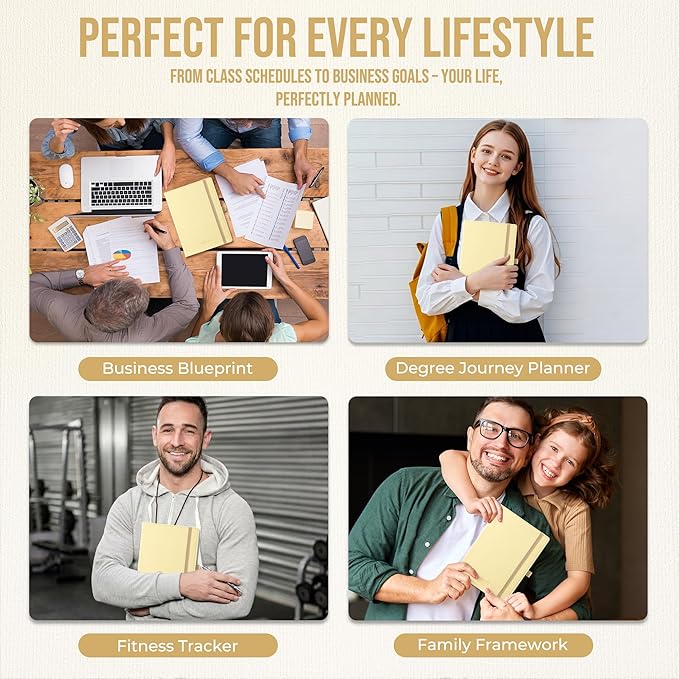Planner 2026-2027 Weekly & Monthly Planner with Hourly Time Slots, 18 Month Academic Calendar July 2026 – Dec 2027, Vertical Layout, Monthly Tabs, Textured Fabric Hardcover, Yellow